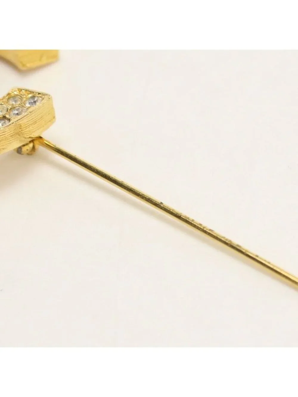 Chanel Rhinestone CC Logo Brooch Metal